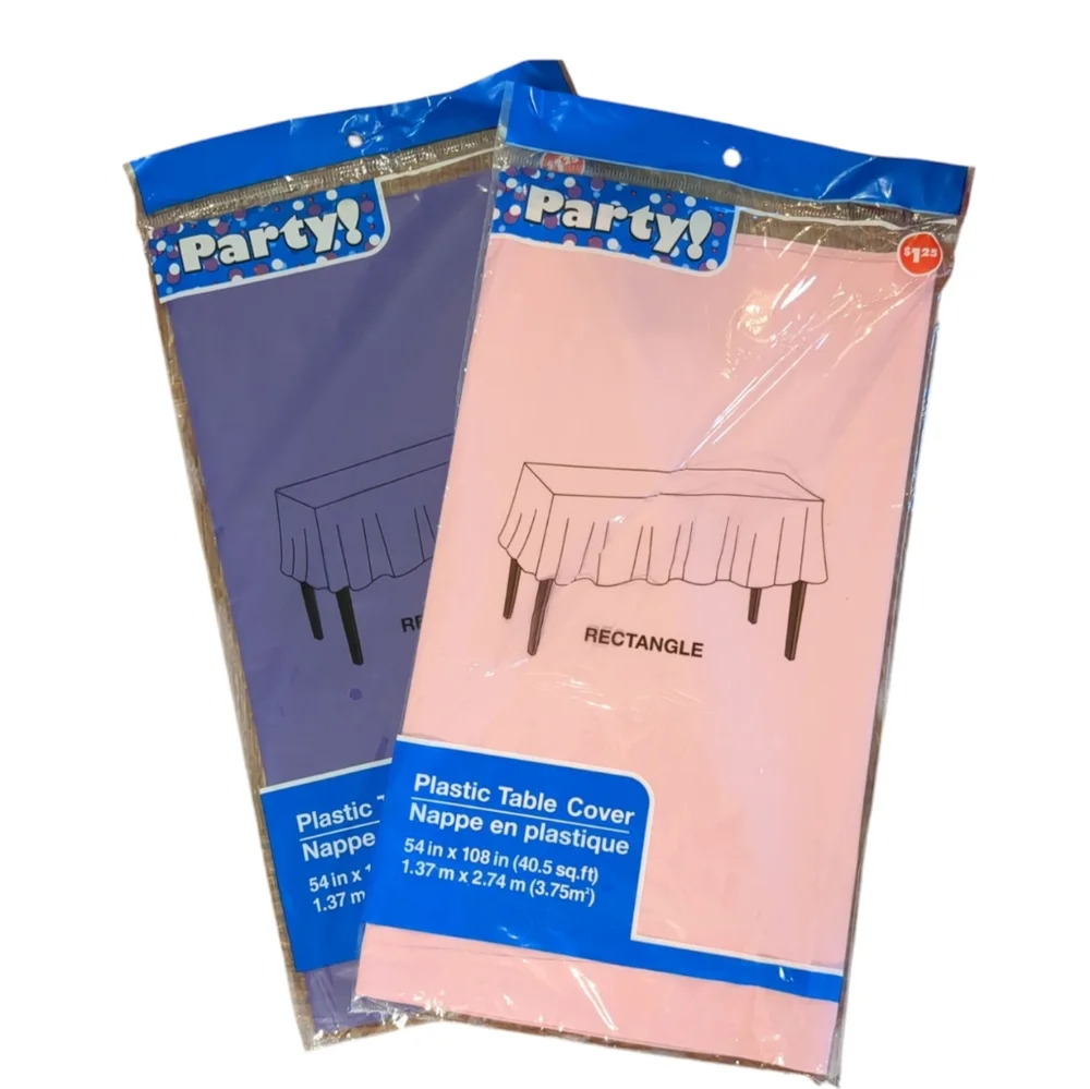 💥 FREE With Purchase 💥 NIP Bundle Of 2 Plastic Table Covers Purple & Pi